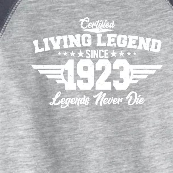 Certified Living Legend Since 1923 Legends Never Die 100th Birthday Toddler Fine Jersey T-Shirt