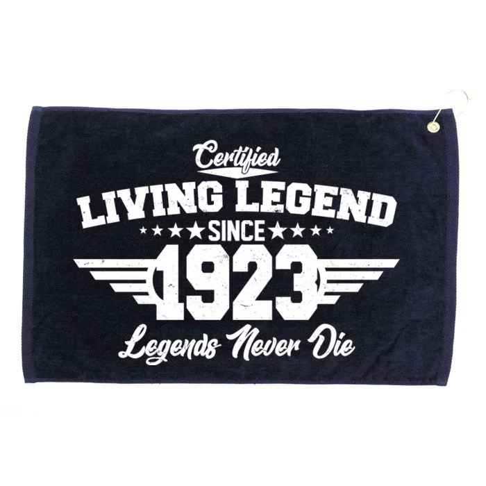 Certified Living Legend Since 1923 Legends Never Die 100th Birthday Grommeted Golf Towel