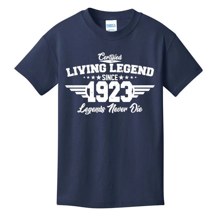 Certified Living Legend Since 1923 Legends Never Die 100th Birthday Kids T-Shirt