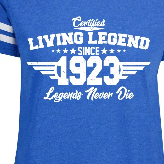 Certified Living Legend Since 1923 Legends Never Die 100th Birthday Enza Ladies Jersey Football T-Shirt