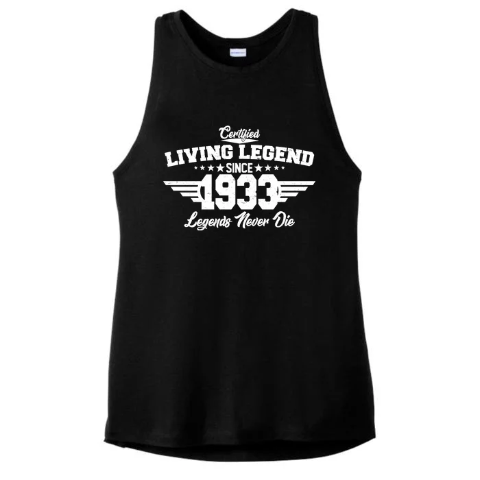 Certified Living Legend Since 1933 Legends Never Die 90th Birthday Ladies Tri-Blend Wicking Tank