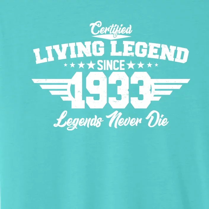 Certified Living Legend Since 1933 Legends Never Die 90th Birthday ChromaSoft Performance T-Shirt