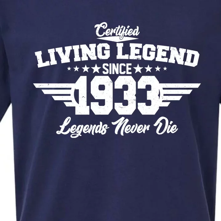 Certified Living Legend Since 1933 Legends Never Die 90th Birthday Sueded Cloud Jersey T-Shirt