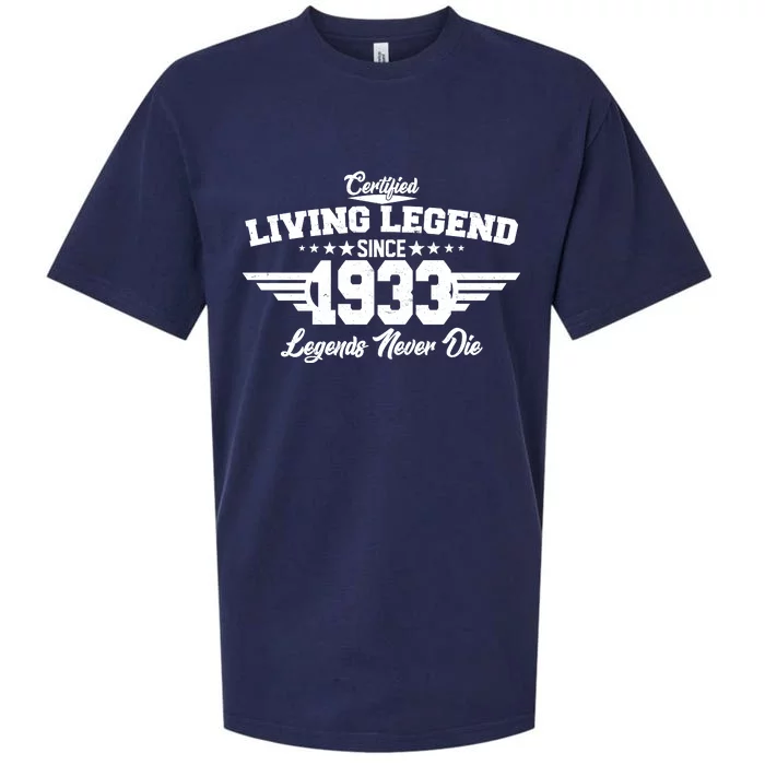 Certified Living Legend Since 1933 Legends Never Die 90th Birthday Sueded Cloud Jersey T-Shirt