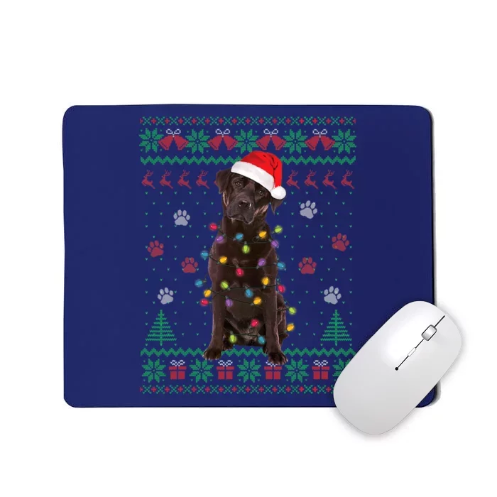 Chocolate Lab Labrador Christmas Lights Dog Ugly Sweater Mousepad