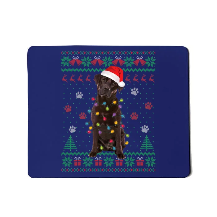 Chocolate Lab Labrador Christmas Lights Dog Ugly Sweater Mousepad