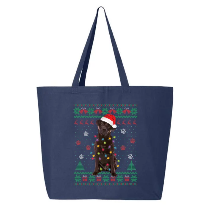 Chocolate Lab Labrador Christmas Lights Dog Ugly Sweater 25L Jumbo Tote