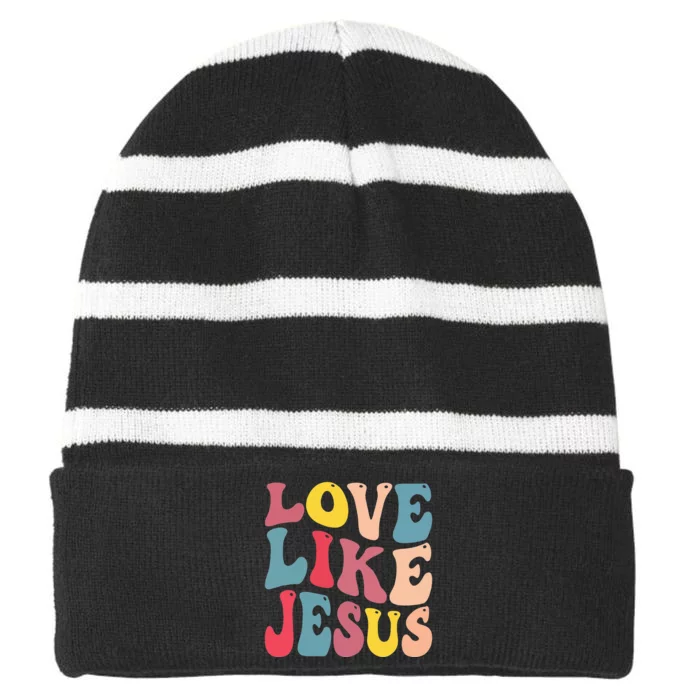 Christian Love Like Jesus Striped Beanie with Solid Band