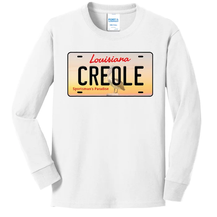 Creole Louisiana License Plate Kids Long Sleeve Shirt