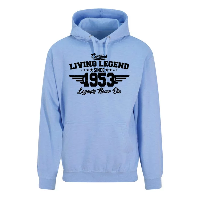 Certified Living Legend Since 1953 Legends Never Die 70th Birthday Unisex Surf Hoodie