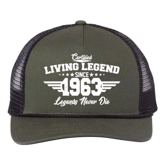 Certified Living Legend Since 1963 Legends Never Die 60th Birthday Retro Rope Trucker Hat Cap