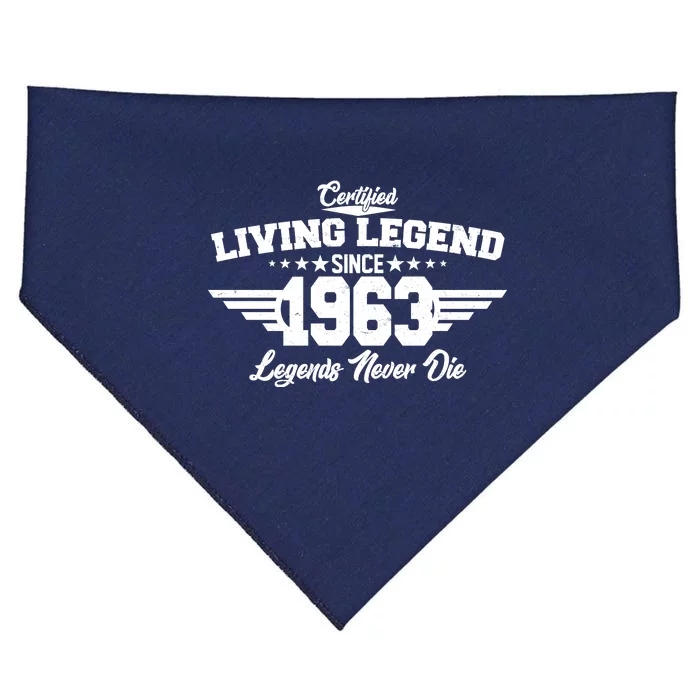 Certified Living Legend Since 1963 Legends Never Die 60th Birthday USA-Made Doggie Bandana