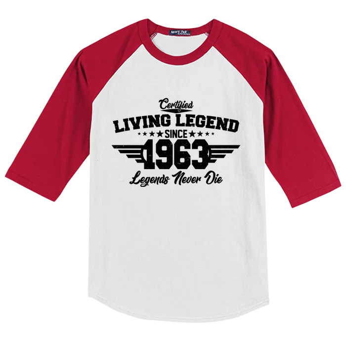 Certified Living Legend Since 1963 Legends Never Die 60th Birthday Kids Colorblock Raglan Jersey