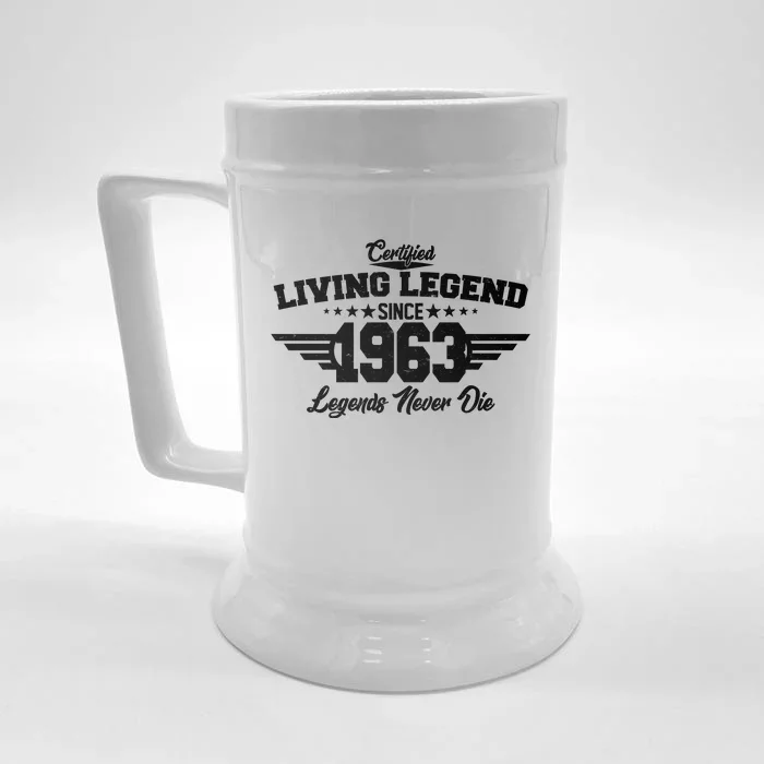 Certified Living Legend Since 1963 Legends Never Die 60th Birthday Front & Back Beer Stein