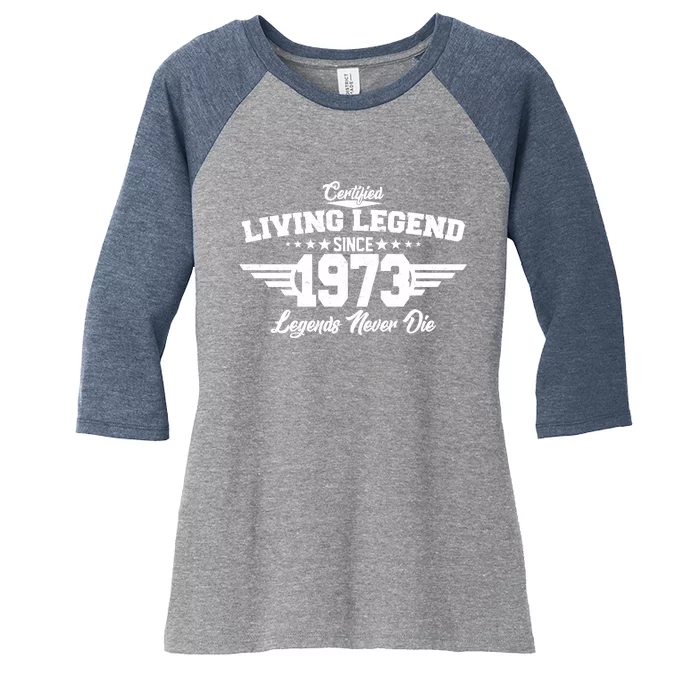 Certified Living Legend Since 1973 Legends Never Die 50th Birthday Women's Tri-Blend 3/4-Sleeve Raglan Shirt