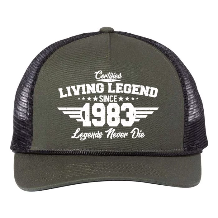 Certified Living Legend Since 1983 Legends Never Die 40th Birthday Retro Rope Trucker Hat Cap