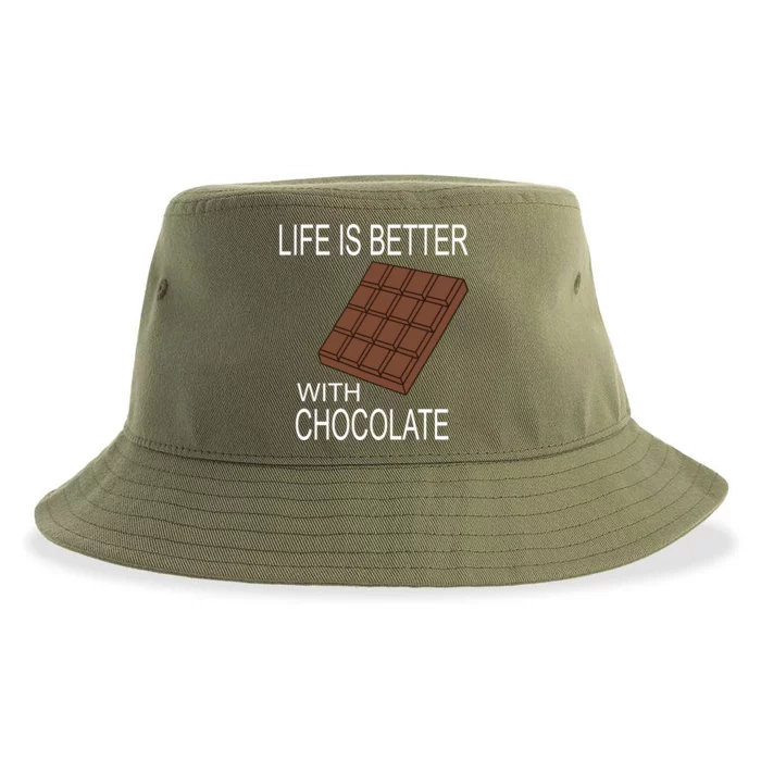 Chocolate Lover Life With Chocolate Delicious Treats Funny Gift Sustainable Bucket Hat