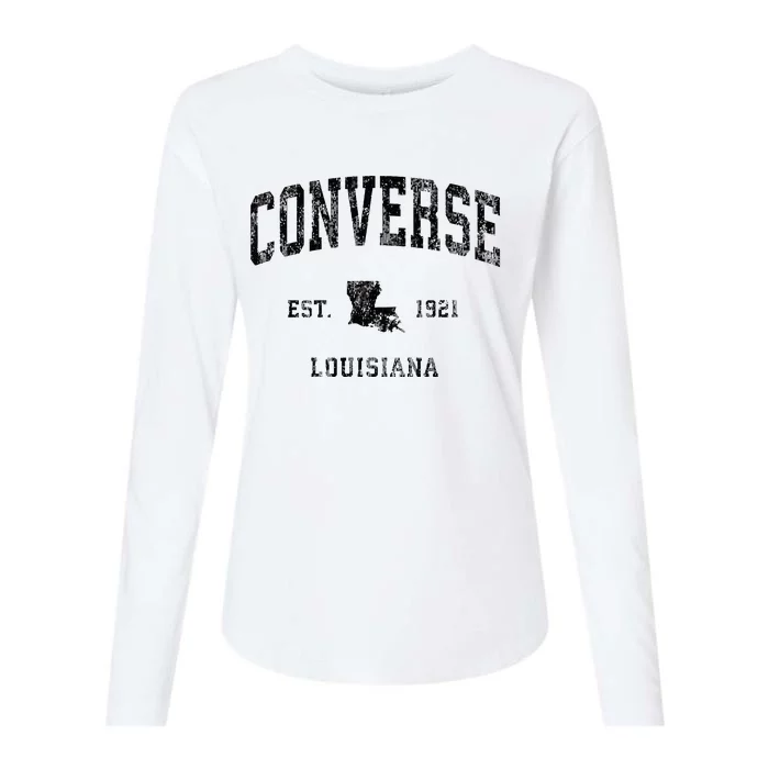 C.O.N.V.E.R.S.E Louisiana La Vintage Athletic Black Sports Design Womens Cotton Relaxed Long Sleeve T-Shirt