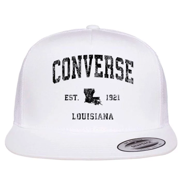 C.O.N.V.E.R.S.E Louisiana La Vintage Athletic Black Sports Design Flat Bill Trucker Hat