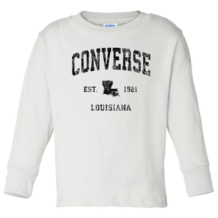 C.O.N.V.E.R.S.E Louisiana La Vintage Athletic Black Sports Design Toddler Long Sleeve Shirt