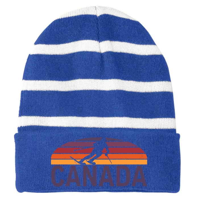 Canada Lake Louise Revelstoke Whistler Blackcomb Ski Resort Funny Gift Striped Beanie with Solid Band