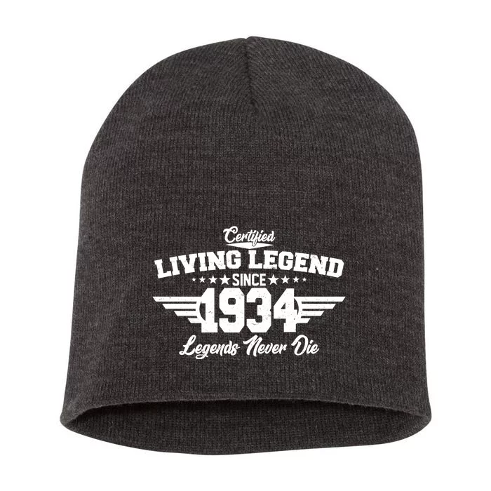 Certified Living Legend Since 1934 Legends Never Die 90th Birthday Short Acrylic Beanie