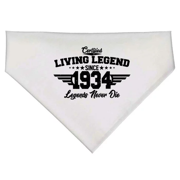 Certified Living Legend Since 1934 Legends Never Die 90th Birthday USA-Made Doggie Bandana