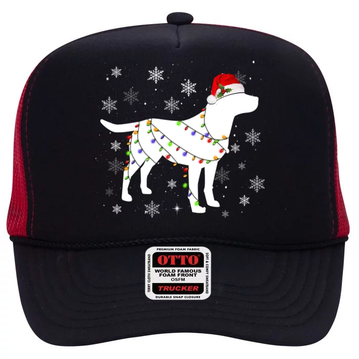 Christmas Lights Labrador Retriever Dog Lover Gift High Crown Mesh Trucker Hat