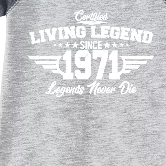 Certified Living Legend Since 1971 Legends Never Die Infant Baby Jersey Bodysuit