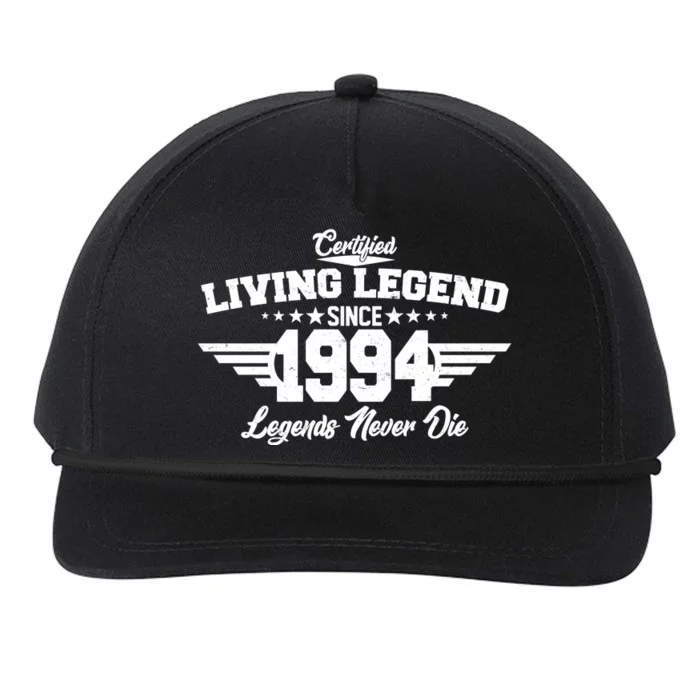 Certified Living Legend Since 1994 Legends Never Die 30th Birthday Snapback Five-Panel Rope Hat