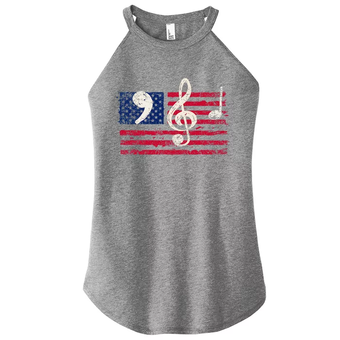 Comma La Music Notes Kamala Harris Music Teacher Elections Women’s Perfect Tri Rocker Tank