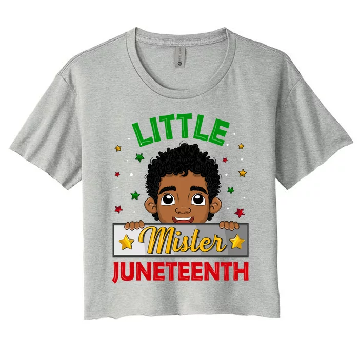 Cute Little Mister Juneteenth 1865 Black Freedom Gift Women's Crop Top Tee