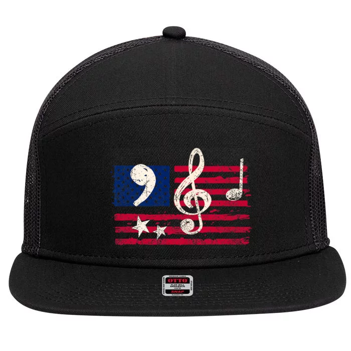 Comma La Music Notes Kamala Harris Music Teacher Elections 7 Panel Mesh Trucker Snapback Hat