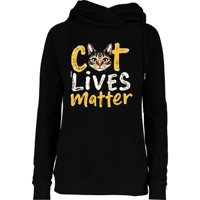 Cat Lives Matter Womens Funnel Neck Pullover Hood