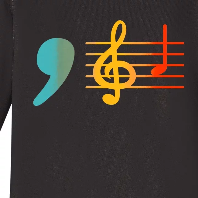 Comma La Music Notes Kamala Harris Music Teacher Elections Baby Long Sleeve Bodysuit