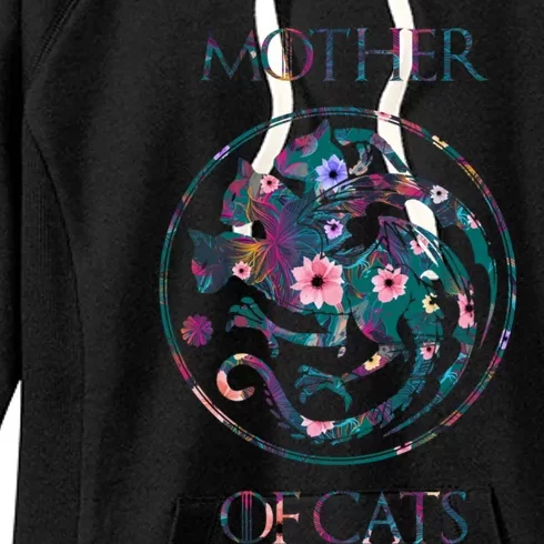 Cat Lovers Meaningful Gift Mother Of Cats With Floral Art Gift Women's Fleece Hoodie