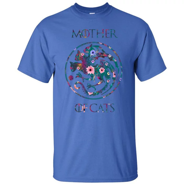 Cat Lovers Meaningful Gift Mother Of Cats With Floral Art Gift Tall T-Shirt