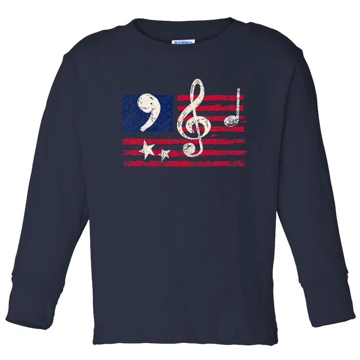 Comma La Music Notes Music Teacher Elections Kamala Harris Toddler Long Sleeve Shirt