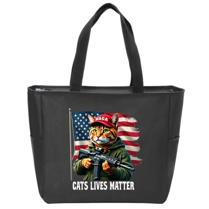 Cats Lives Matter Funny Trump 2024 Cat Maga Zip Tote Bag