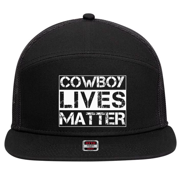 Cowboy Lives Matter Cowgirl Country Western Horse 7 Panel Mesh Trucker Snapback Hat