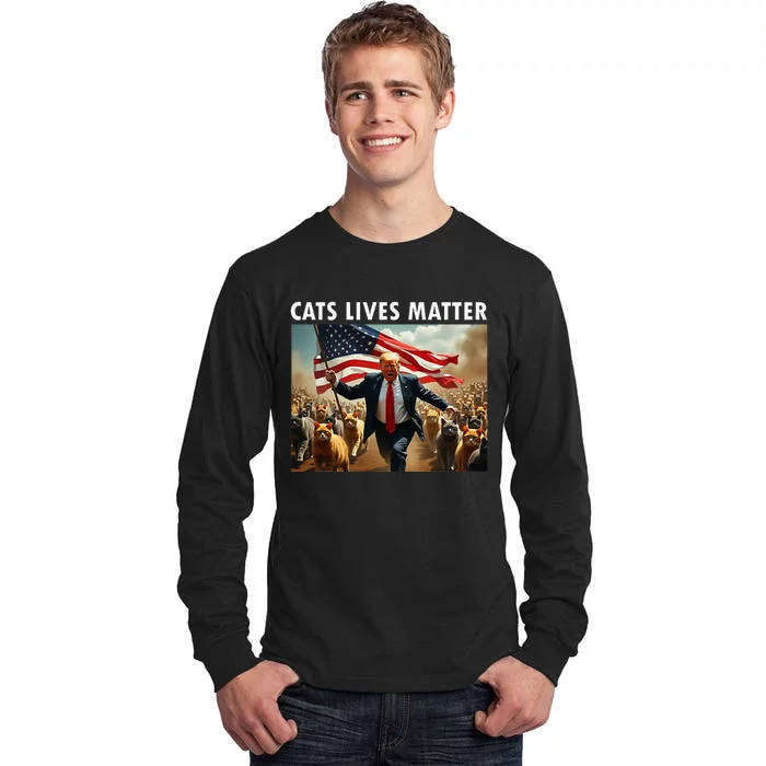 Cat Lives Matter Pres Election 2024 Cats Dogs Pets Tall Long Sleeve T-Shirt