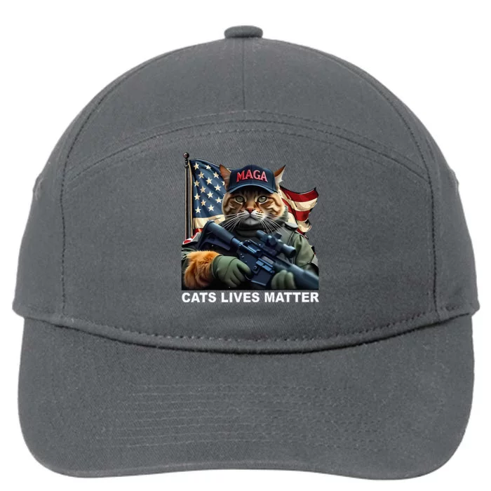 Cats Lives Matter Funny Trump 2024 Cat Maga 7-Panel Snapback Hat