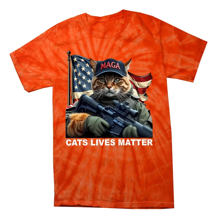 Cats Lives Matter Funny Trump 2024 Cat Maga Tie-Dye T-Shirt