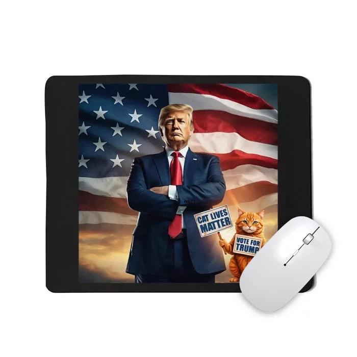 Cat Lives Matter Vote For Trump Usa Flag Funny Election Mousepad