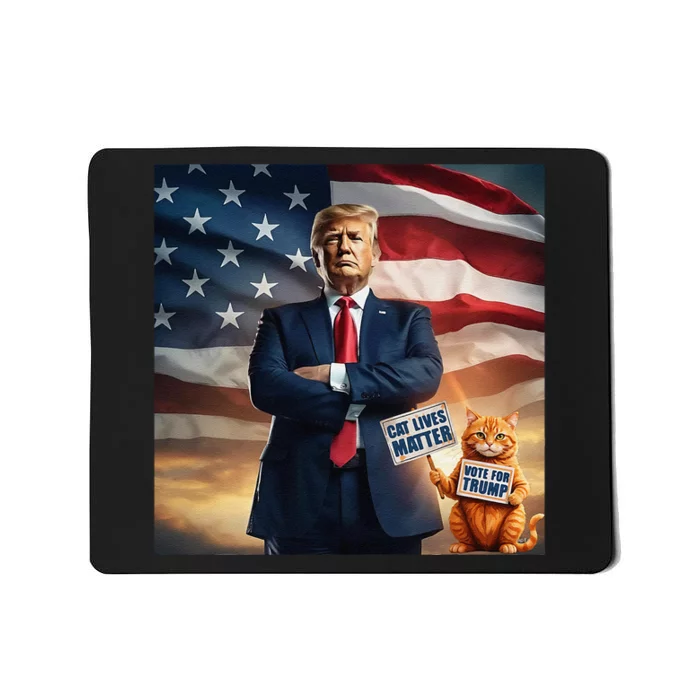 Cat Lives Matter Vote For Trump Usa Flag Funny Election Mousepad