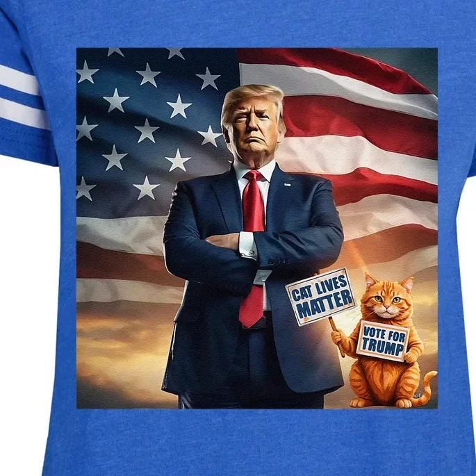 Cat Lives Matter Vote For Trump Usa Flag Funny Election Enza Ladies Jersey Football T-Shirt