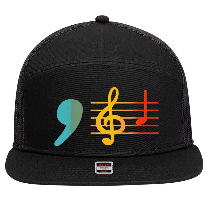 Comma La Music Notes Kamala Harris Music Teacher Elections Gift 7 Panel Mesh Trucker Snapback Hat