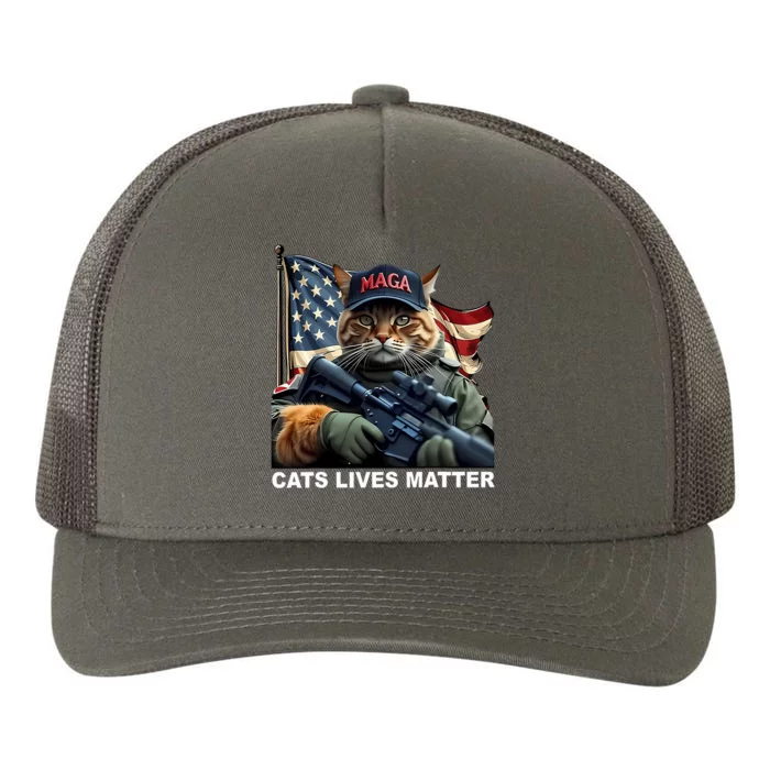 Cats Lives Matter Funny Trump 2024 Cat Maga Yupoong Adult 5-Panel Trucker Hat