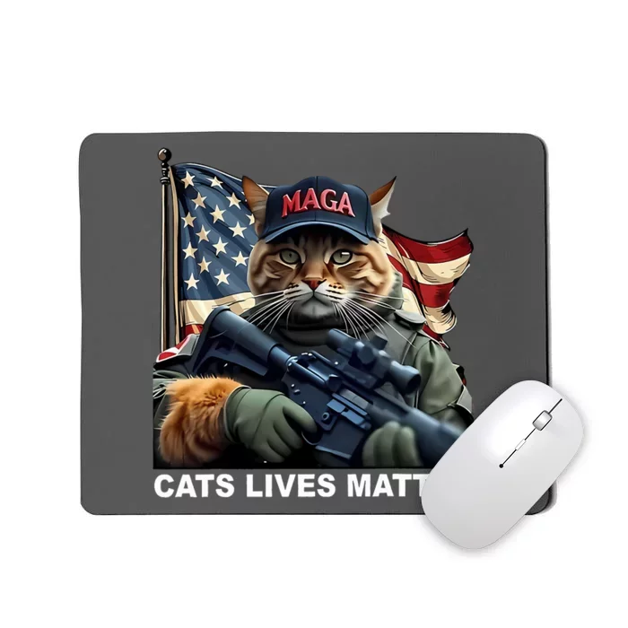 Cats Lives Matter Funny Trump 2024 Cat Maga Mousepad