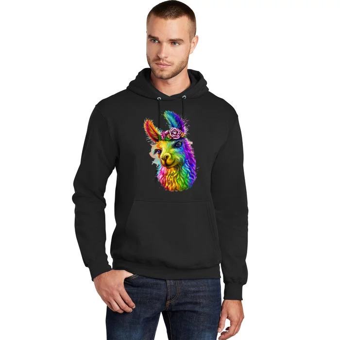 Cute Llama Mom For Llama Lovers Colorful Art Llama Tall Hoodie